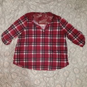 Bobbie Brooks Red Plaid Top Plus Size 1X
